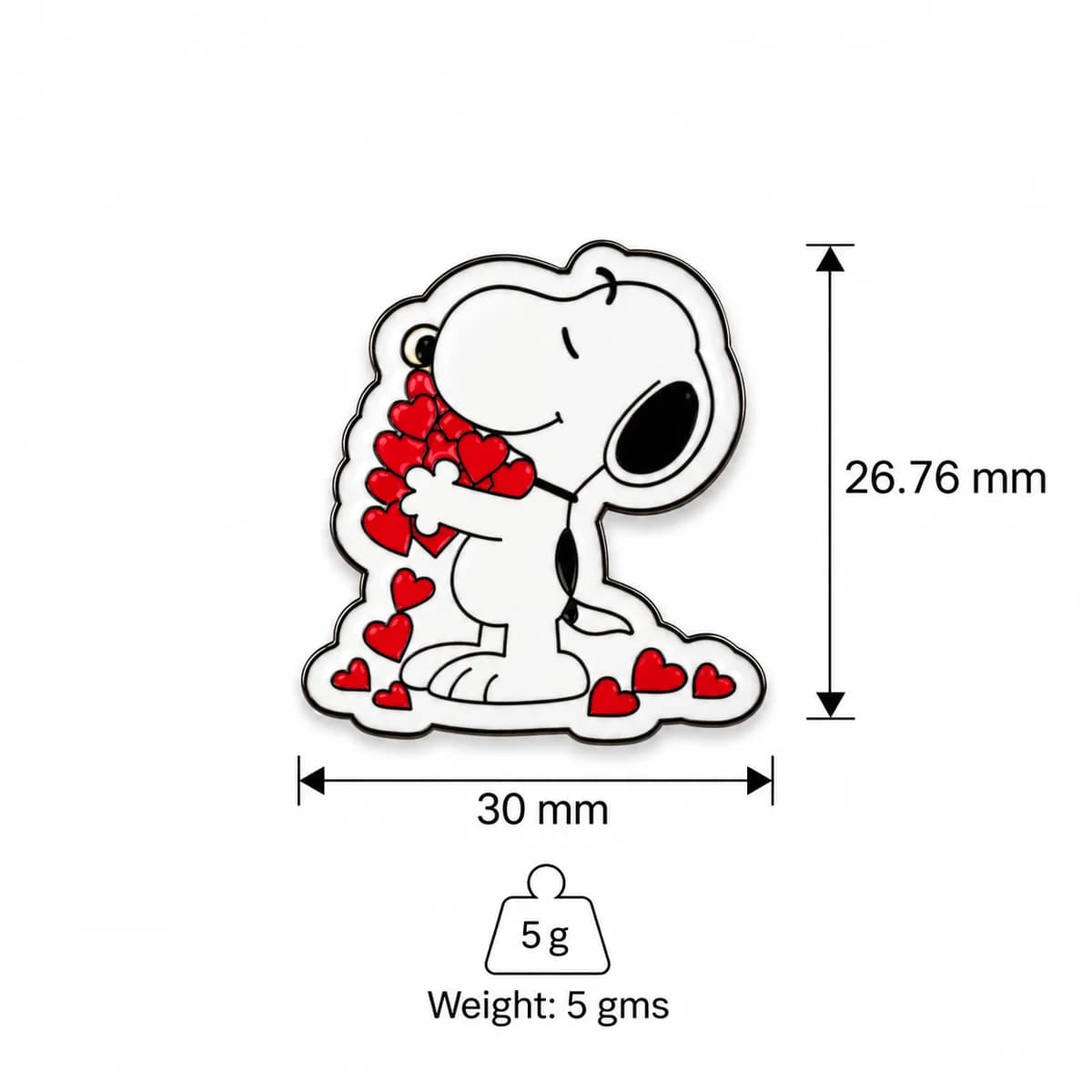 Snoopy Hugging Heart Metal Enamel Sticker