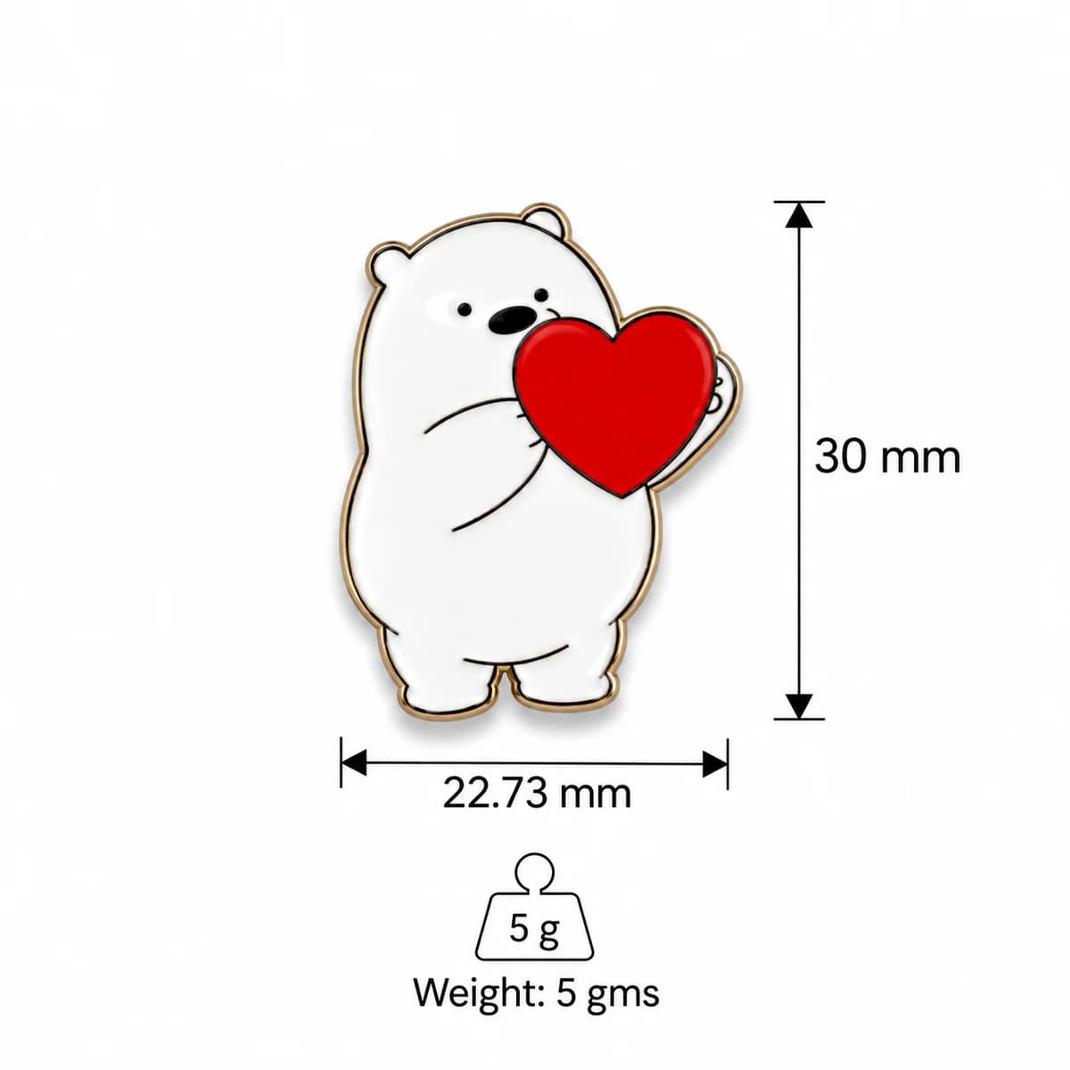 Bear with Heart Metal Enamel Sticker