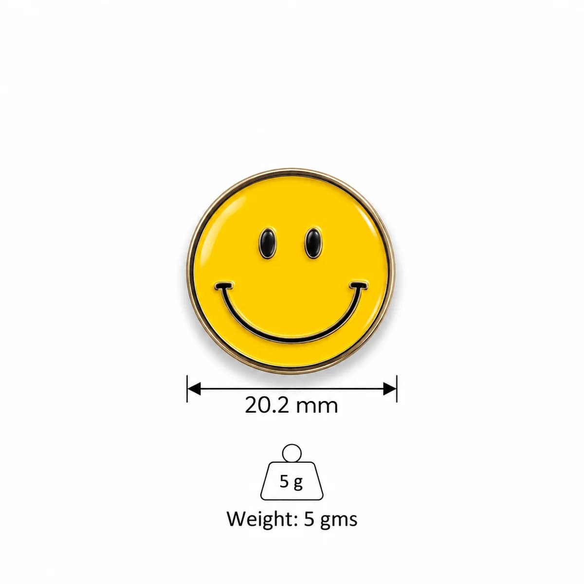 Happy Smiley Metal Enamel Sticker