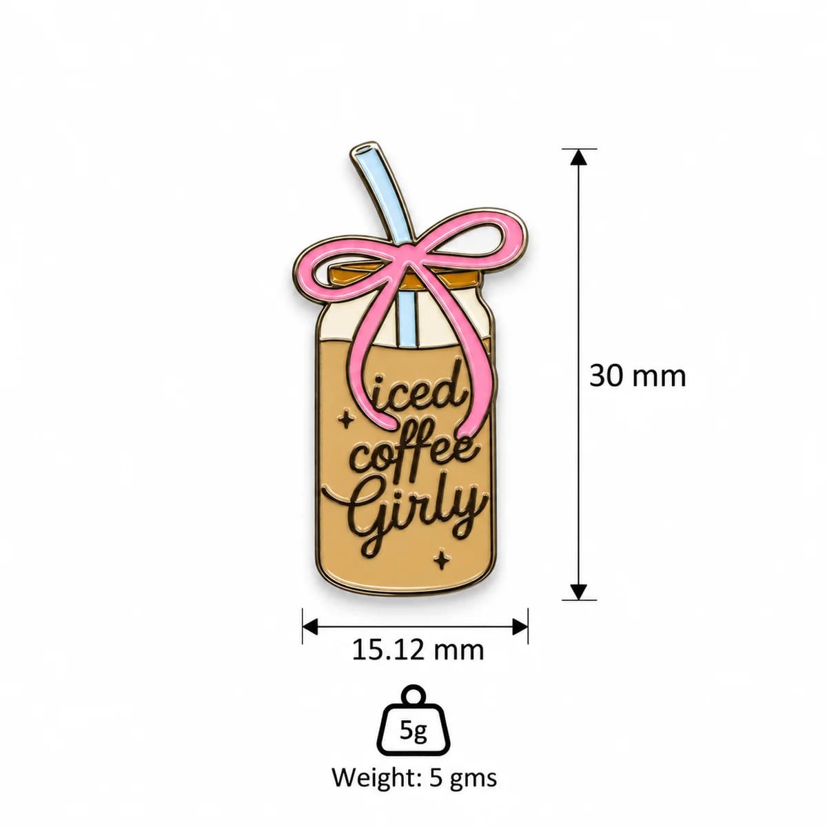 Iced Coffee Girly Metal Enamel Sticker