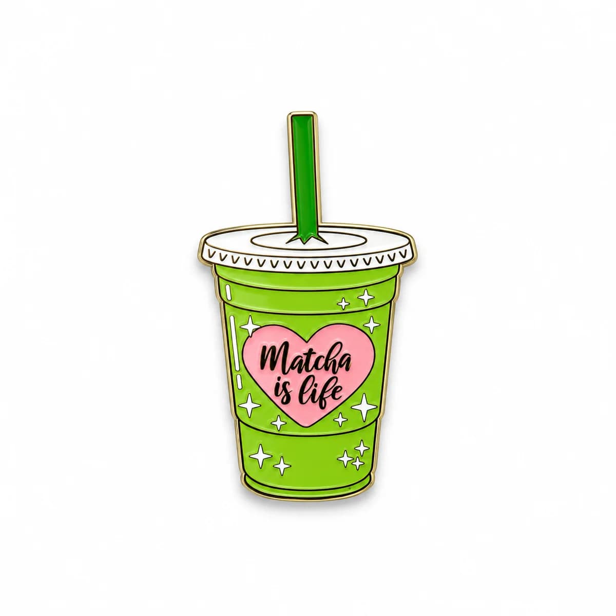 Matcha Mood Metal Enamel Sticker