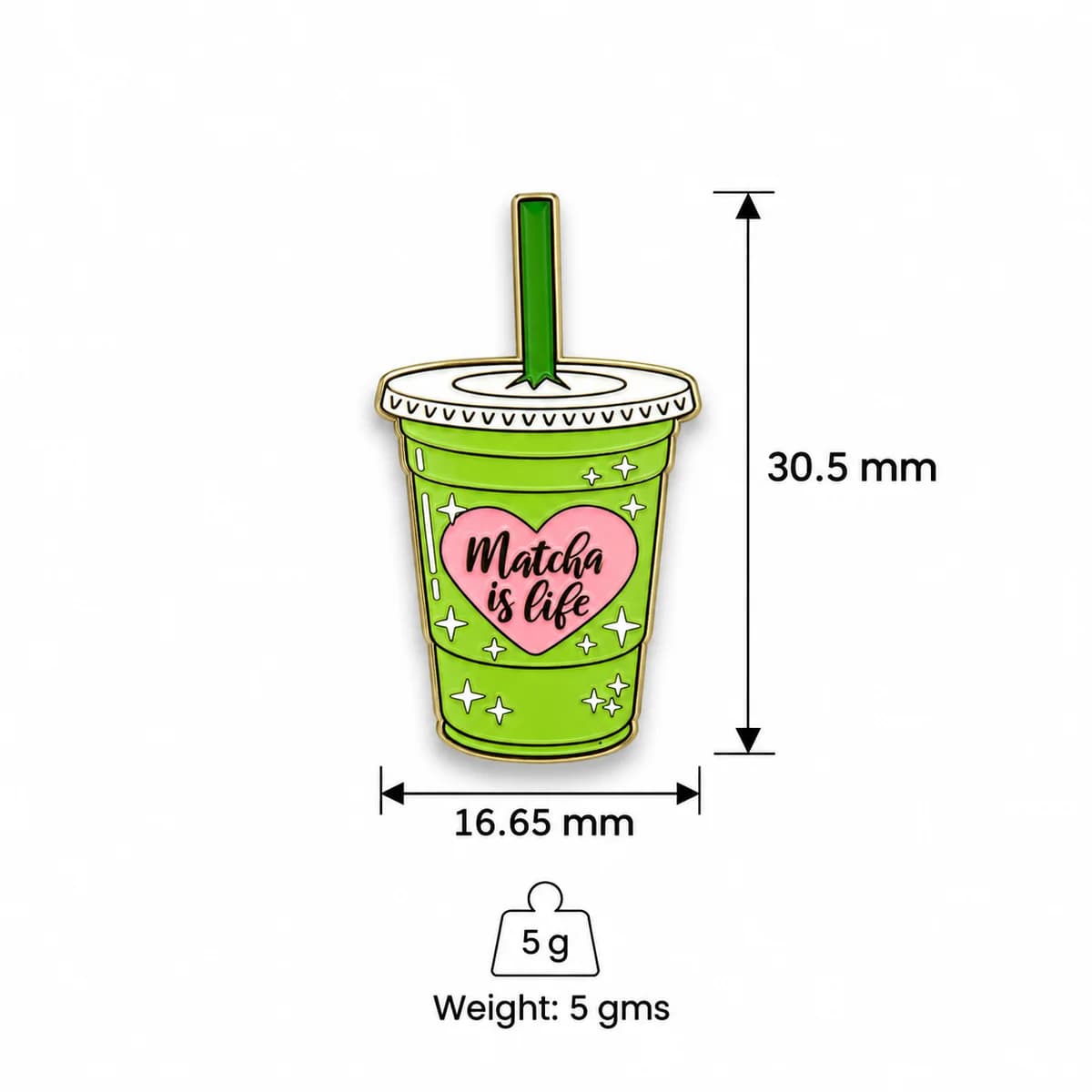 Matcha Mood Metal Enamel Sticker
