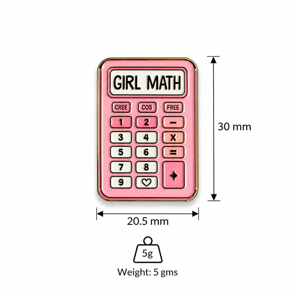 Girl Math Metal Enamel Sticker