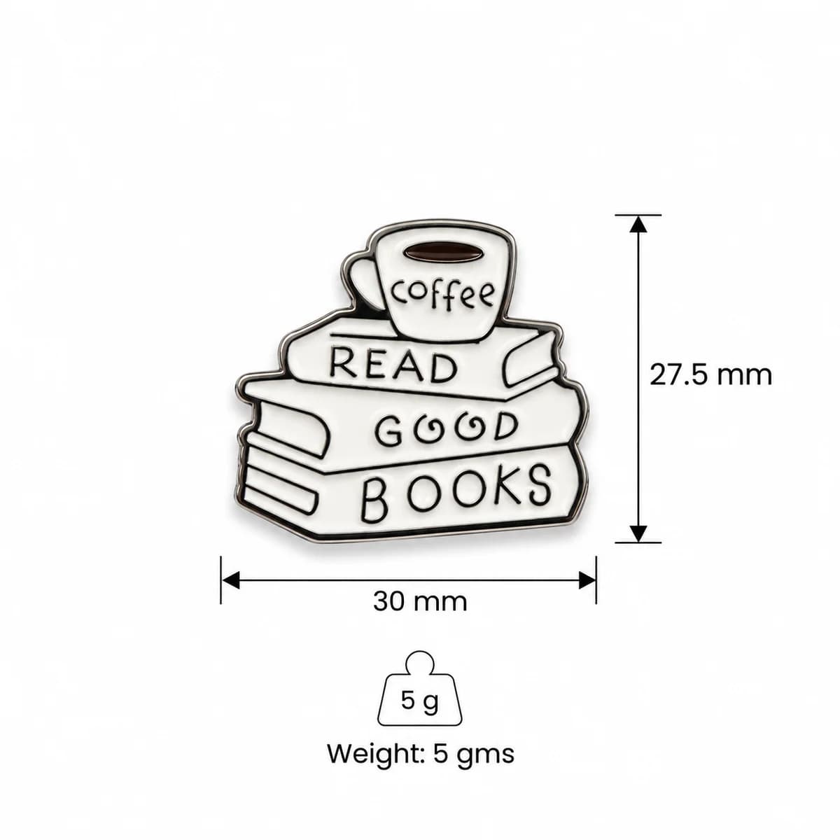 Coffee & Good Books Metal Enamel Sticker