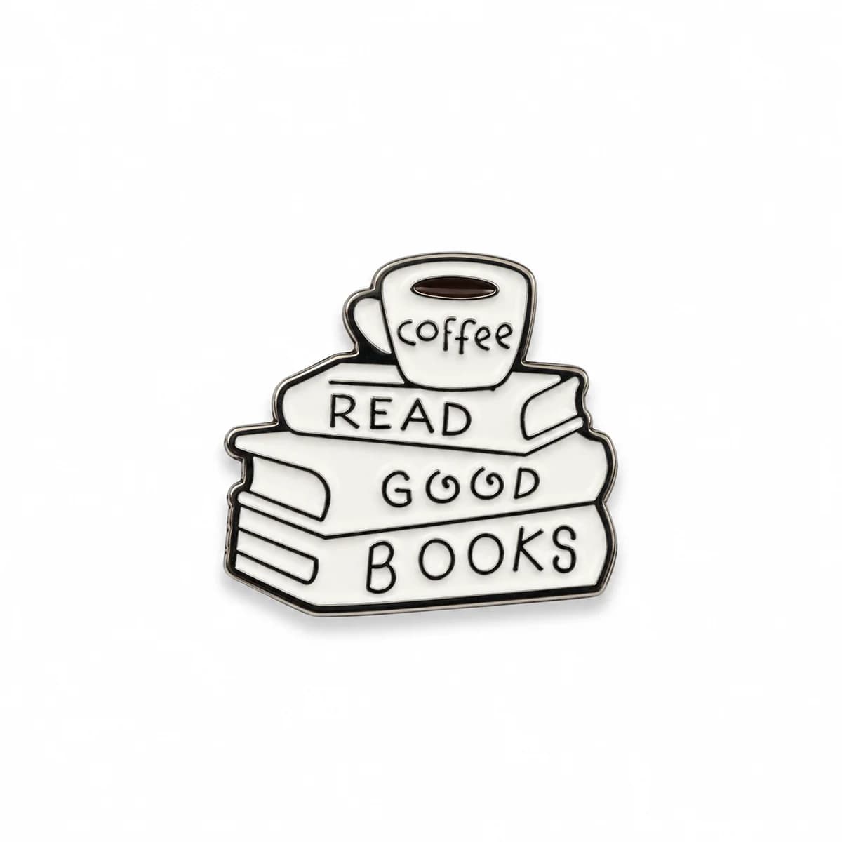 Coffee & Good Books Metal Enamel Sticker