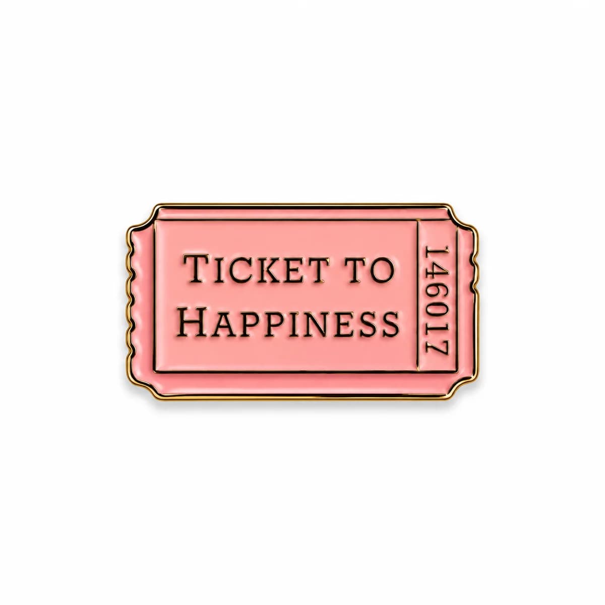 Ticket to Happiness Metal Enamel Sticker