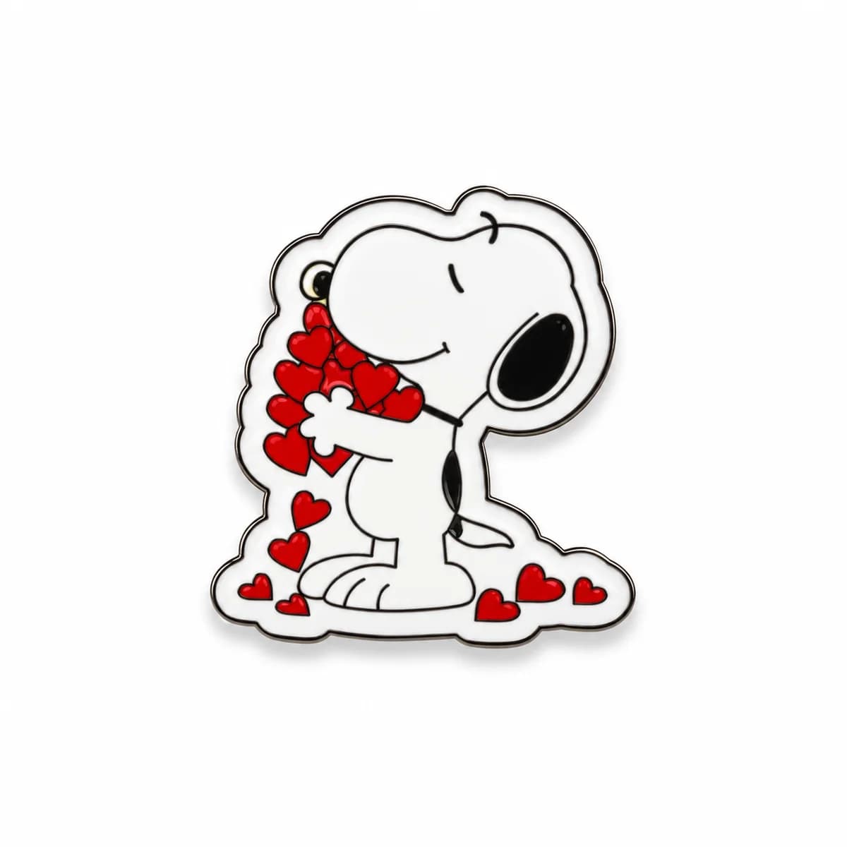 Snoopy Hugging Heart Metal Enamel Sticker