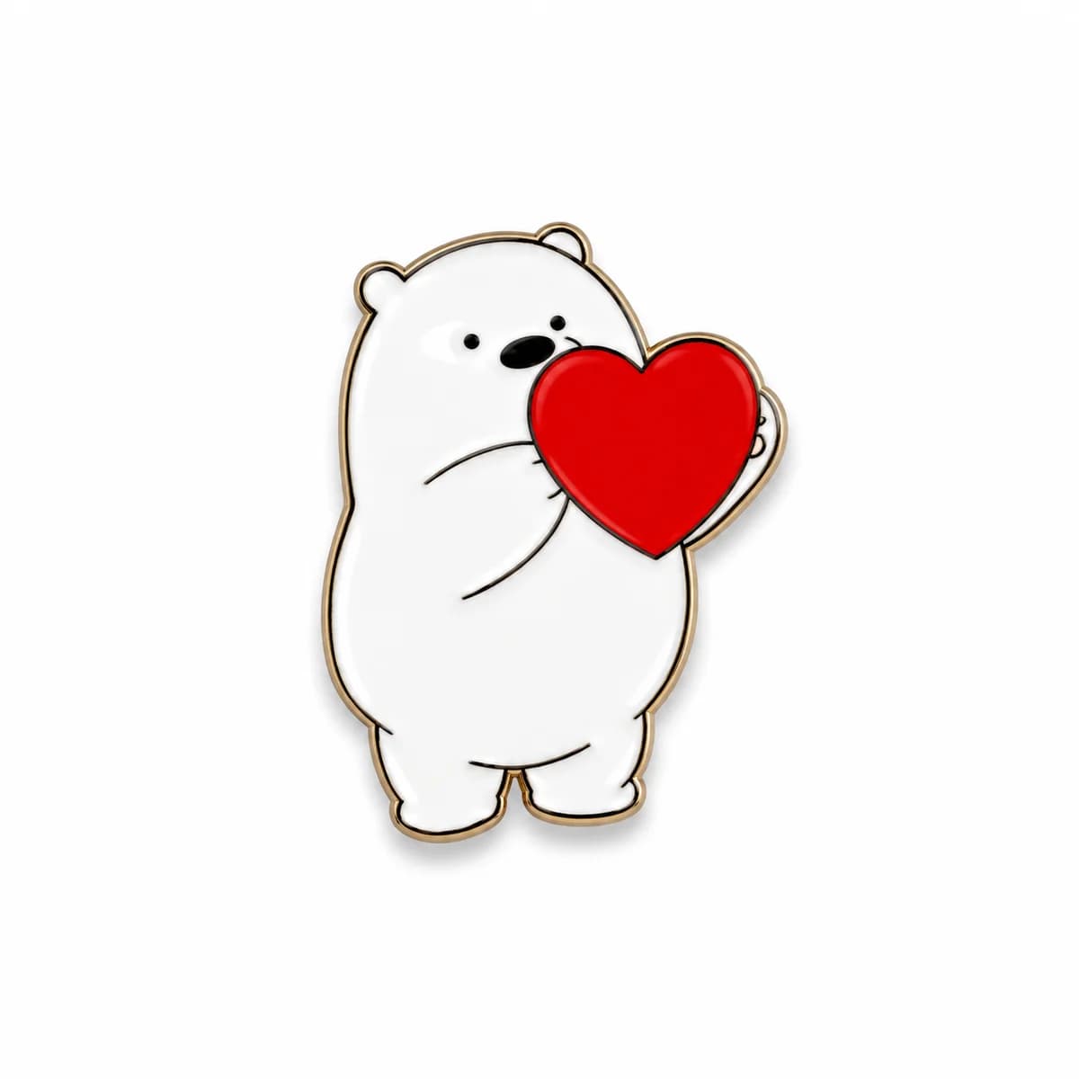 Bear with Heart Metal Enamel Sticker