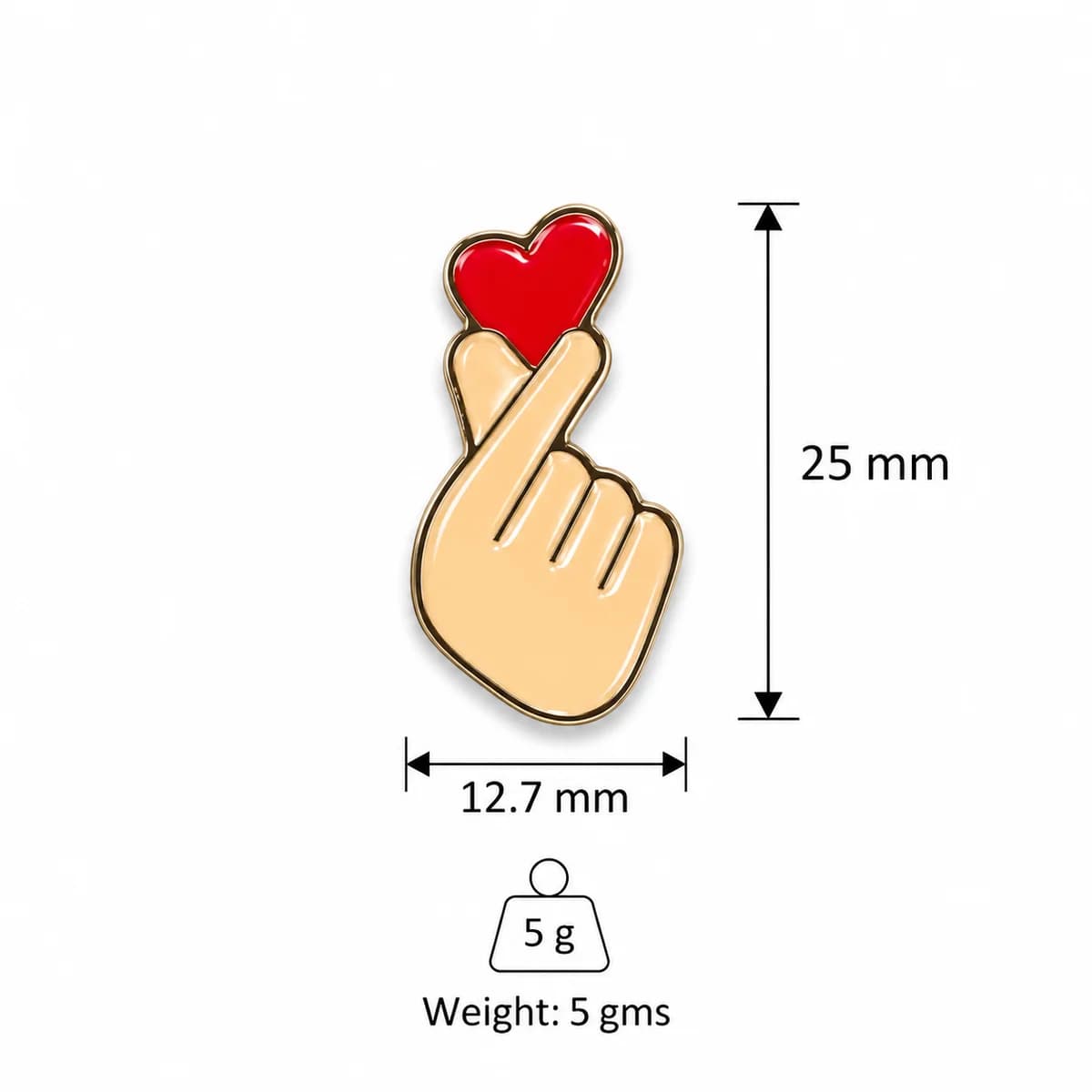 Finger Heart Metal Enamel Sticker