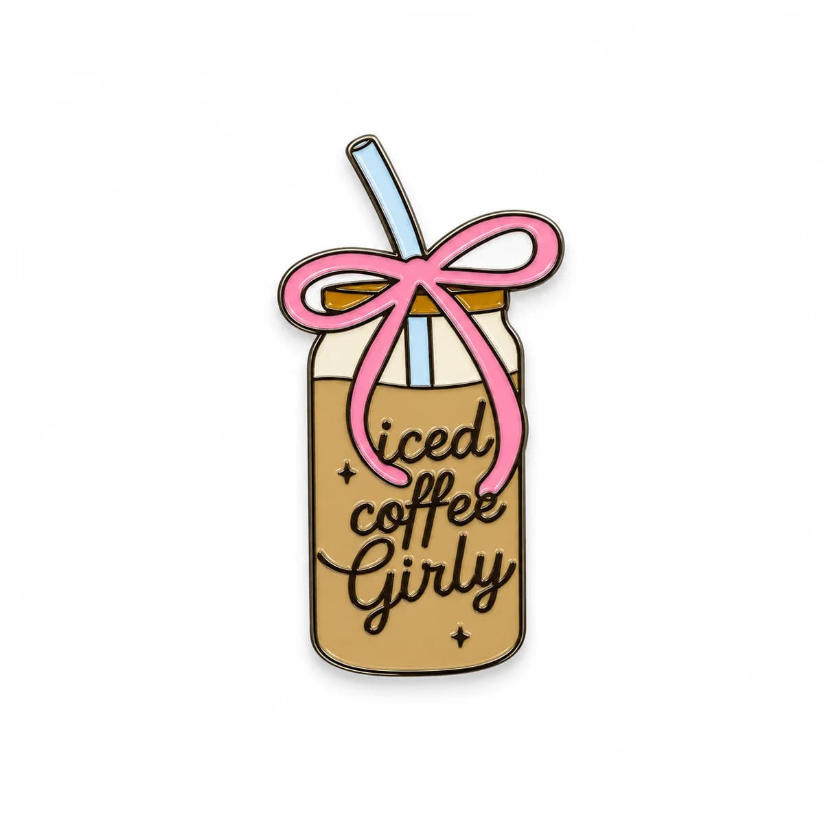 Iced Coffee Girly Metal Enamel Sticker